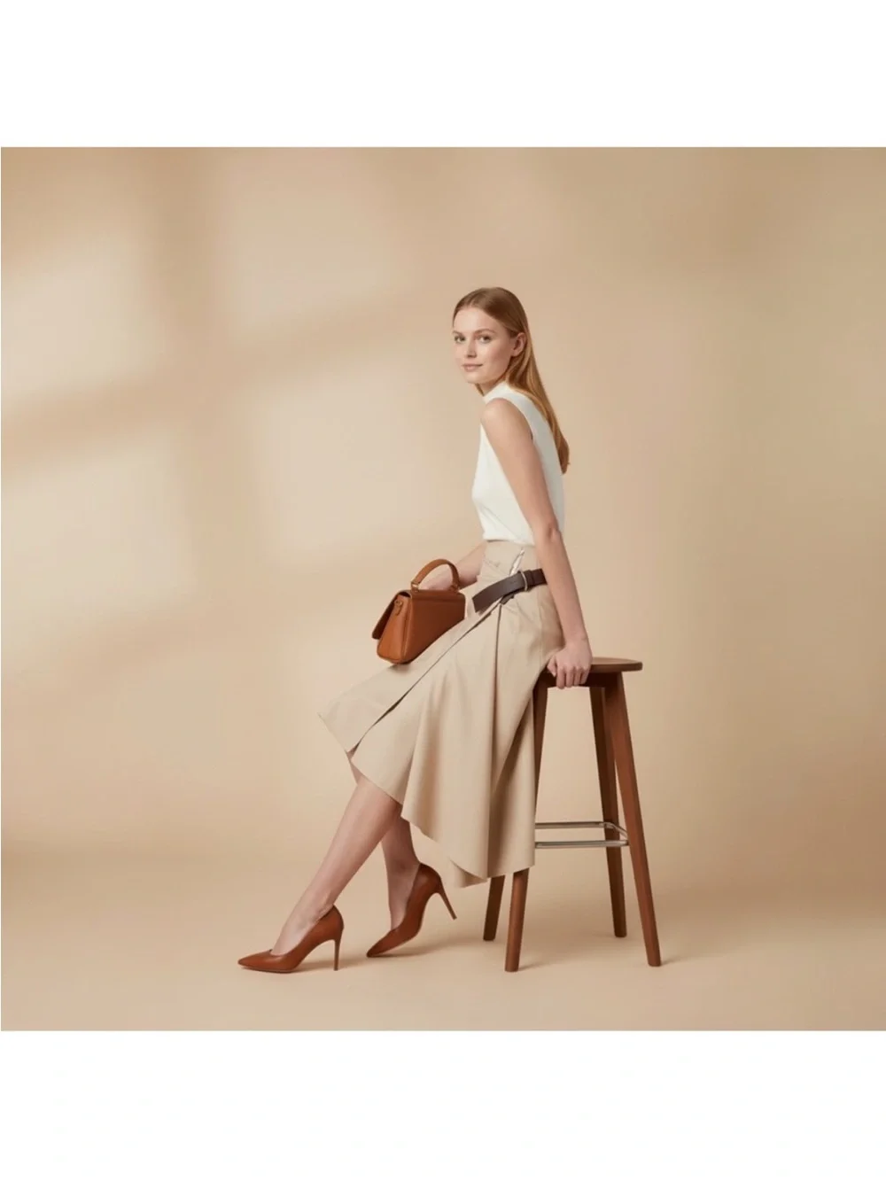 Loewe Belted skirt in cotton and silk It38 - Picture 3 of 4